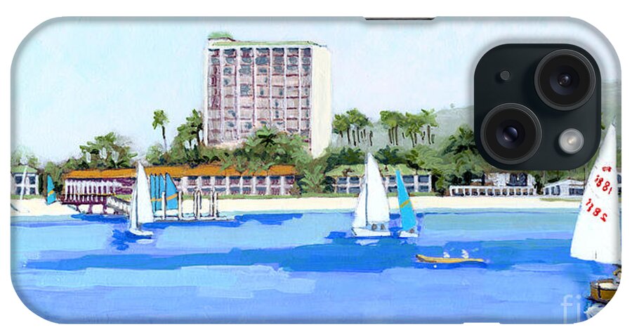 Catamaran Resort iPhone Case featuring the painting Catamaran Resort Hotel Sail Bay Pacific Beach San Diego by Paul Strahm