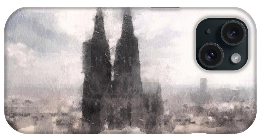 Susan Maxwell Schmidt iPhone Case featuring the mixed media Cathedral of Cologne by Susan Maxwell Schmidt