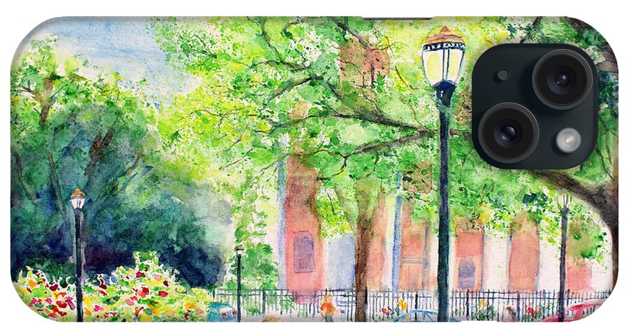 City iPhone Case featuring the painting Cathedral Square in Spring by Jerry Fair