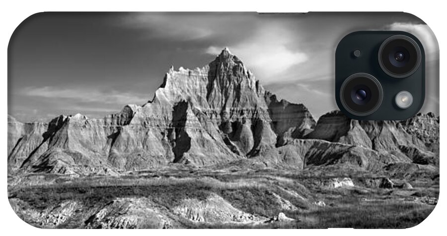 Badlands iPhone Case featuring the photograph Cedar Pass, Badlands National Park bw by Jerry Fornarotto