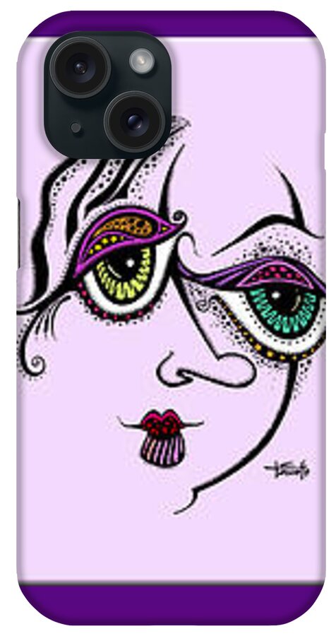 Color Added To Black And White Drawing Of Girl iPhone Case featuring the digital art Celebrate Diversity by Tanielle Childers