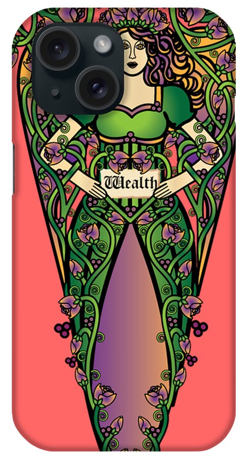 Celtic Art iPhone Case featuring the digital art Celtic Forest Fairy - Wealth by Celtic Artist Angela Dawn MacKay