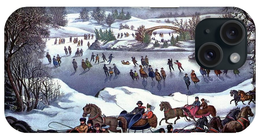 Winter iPhone Case featuring the painting Central Park in Winter by Currier and Ives