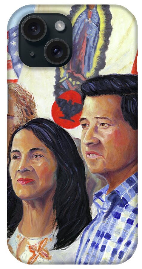 Cesar iPhone Case featuring the painting Cesar Chavez and La Causa by Steve Simon