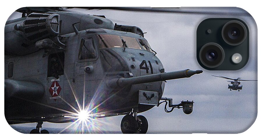 F A-18 Super Hornet iPhone Case featuring the painting CH-53E Super Stallion helicopter US Navy by Celestial Images