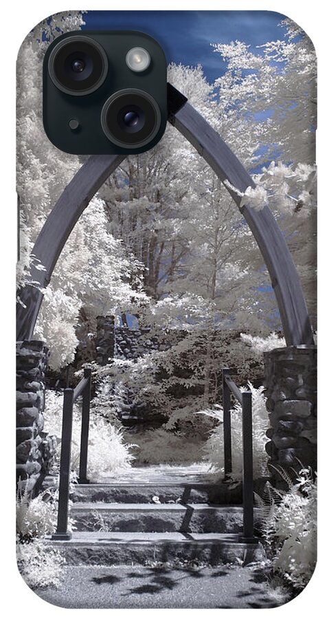 Vasper Hill Children's Hospital iPhone Case featuring the photograph Chapel in the Woods - Infrared by Joann Vitali