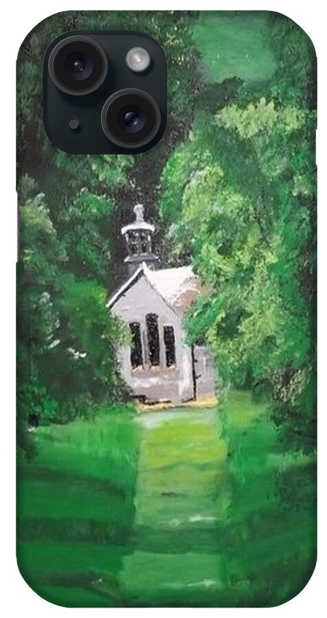 Acrylic Painting iPhone Case featuring the painting Chapel Retreat by Denise Morgan