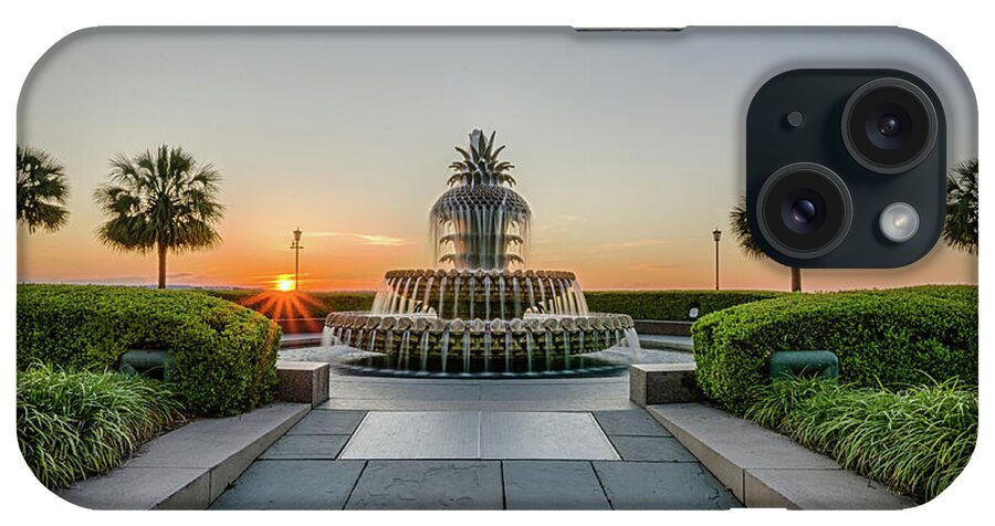 Waterfront iPhone Case featuring the photograph Charleston Pineapple Fountain at Sunrise by Anthony Doudt