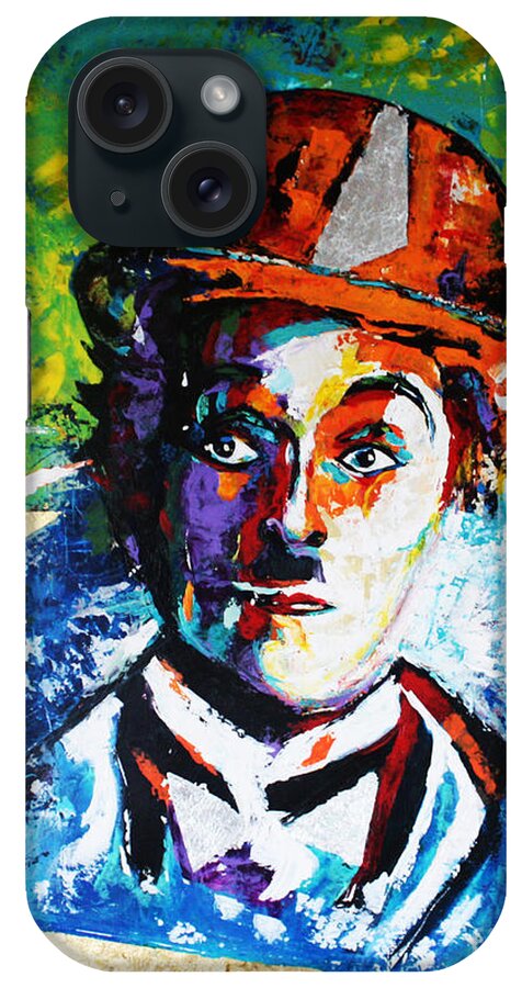 Home Design iPhone Case featuring the painting CHARLIE CHAPLIN Gold by Kathleen Artist PRO