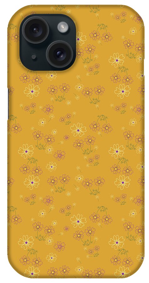 Flowers iPhone Case featuring the digital art Charming Blooms on Tangerine by Lisa Blake