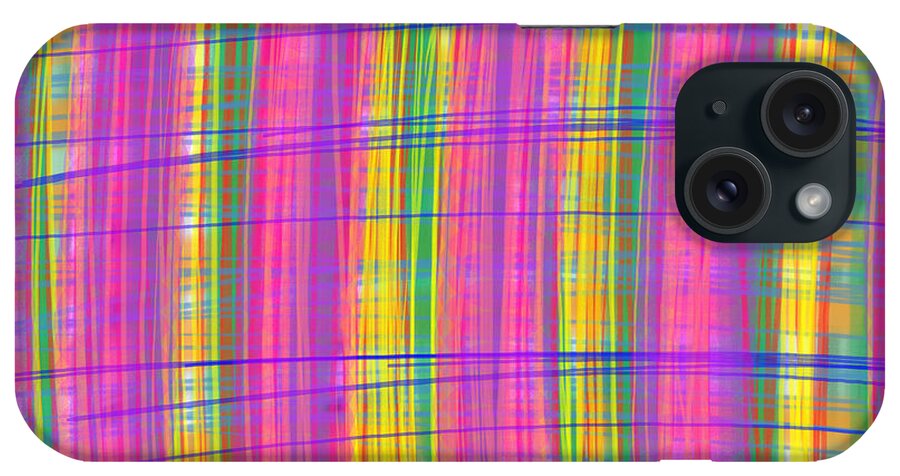Design iPhone Case featuring the painting Checks 1 Abstract Pattern by Edward Fielding