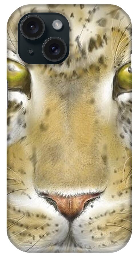 Face iPhone Case featuring the digital art Cheetah face by Darren Cannell