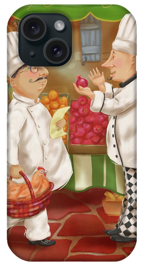 Chef iPhone Case featuring the mixed media Chefs Go to Market IV by Shari Warren