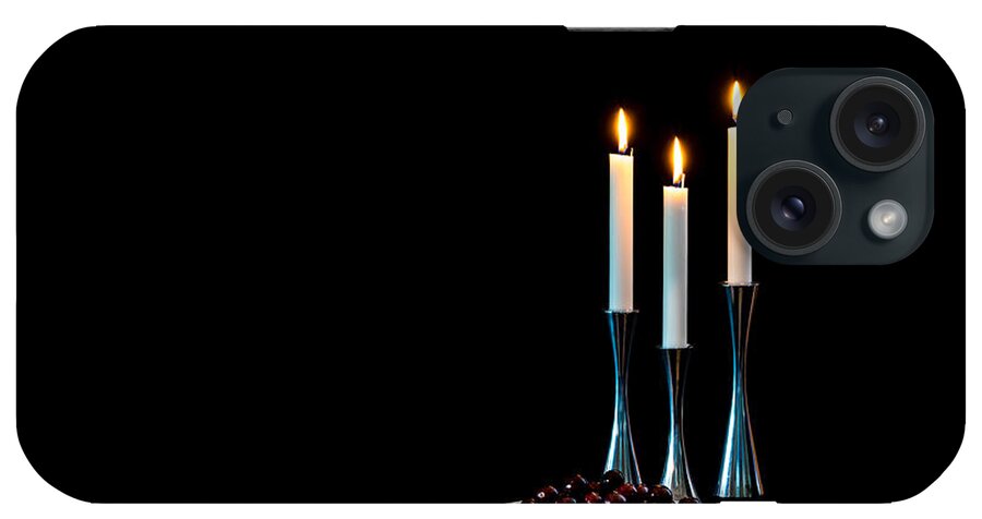 Cherries And Candles In Steel iPhone Case featuring the photograph Cherries and candles in steel by Torbjorn Swenelius