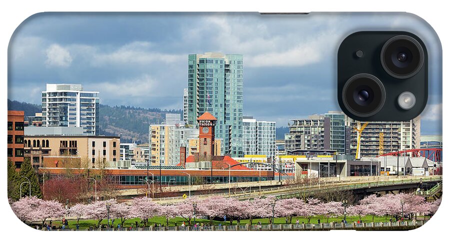 Cherry Blossom iPhone Case featuring the photograph Cherry Blossom Trees at Portland Waterfront Park by David Gn