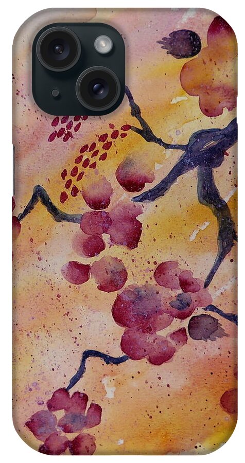 Cherry Blossoms iPhone Case featuring the painting Cherry Blossoms by Carol Crisafi