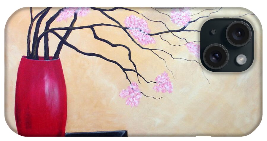 Oriental iPhone Case featuring the painting Cherry Blossoms by Susan Kubes