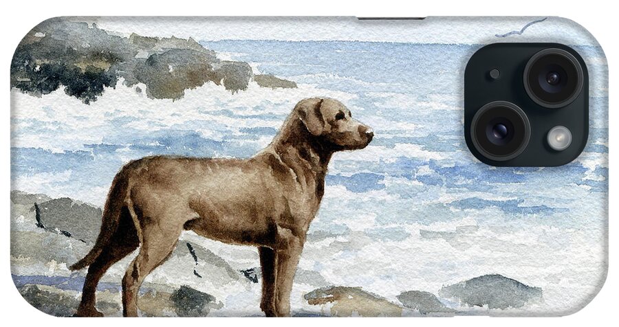 Chesapeake Bay Retriever iPhone Case featuring the painting Chesapeake Bay Retriever at the Beach by David Rogers