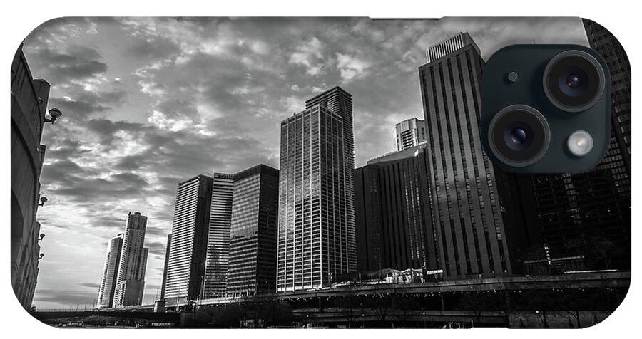 Chicago iPhone Case featuring the photograph Chi Sunrise Black and White by D Justin Johns