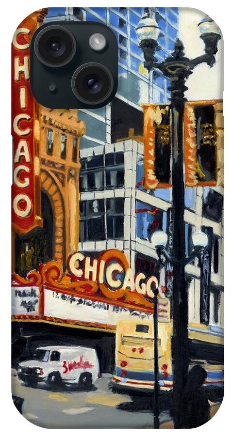 Chicago iPhone Case featuring the painting Chicago - The Chicago Theater by Robert Reeves
