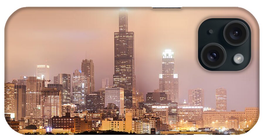 America iPhone Case featuring the photograph Chicago Illinois Panorama Skyline at Night by Gregory Ballos