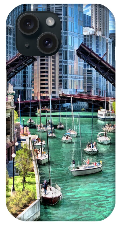 Boat iPhone Case featuring the painting Chicago River Boat Migration by Christopher Arndt