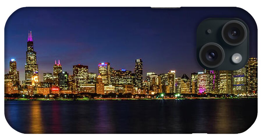 Chicago Skyline iPhone Case featuring the photograph Chicago Salutes the Cubs by April Reppucci