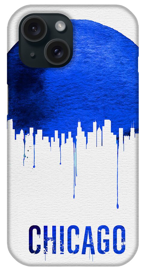Chicago iPhone Case featuring the painting Chicago Skyline Blue by Naxart Studio
