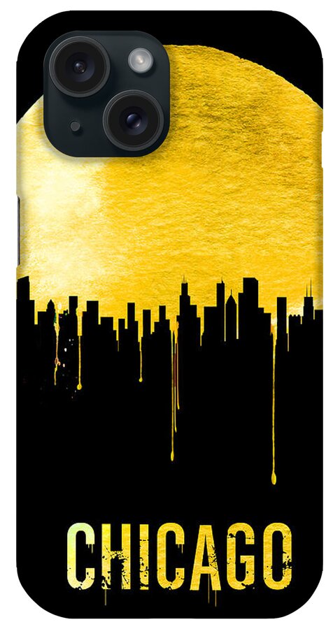 Chicago iPhone Case featuring the painting Chicago Skyline Yellow by Naxart Studio