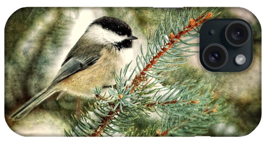 Black-capped Chickadee iPhone Case featuring the photograph Chickadee on a snowy tree by Al Mueller