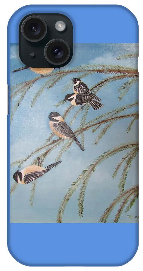 Birds iPhone Case featuring the painting Chickadee Party by Thomas Janos