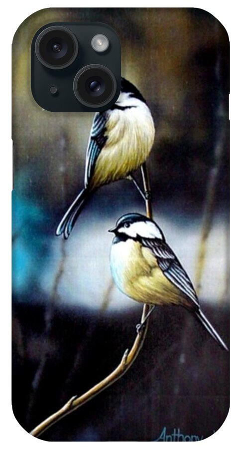 Chickadees iPhone Case featuring the painting Chickadees by Anthony J Padgett