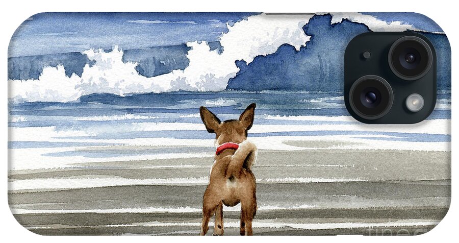 Chihuahua iPhone Case featuring the painting Chihuahua at the Beach by David Rogers