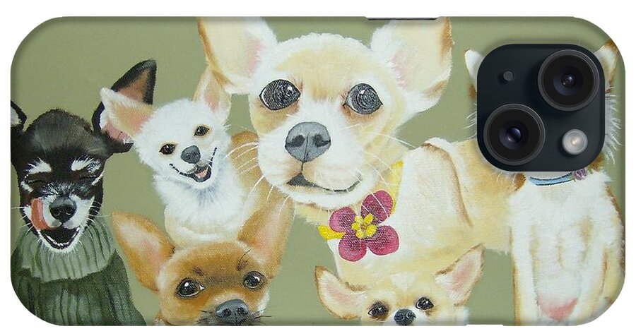 Dogs iPhone Case featuring the painting Chihuahuas by Debra Campbell