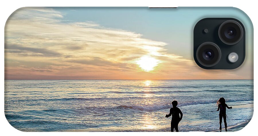 Sunset iPhone Case featuring the photograph Children at Play on a Florida Beach by Kay Brewer