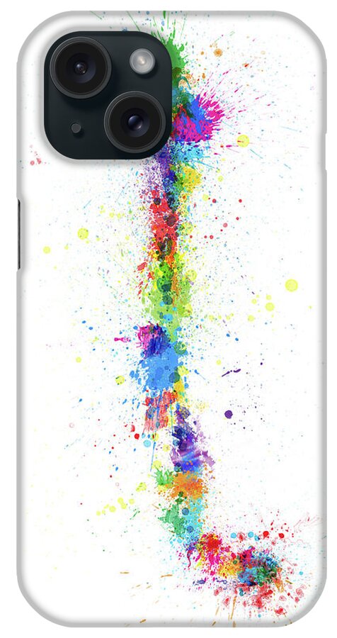 Chile Map iPhone Case featuring the digital art Chile Paint Splashes Map by Michael Tompsett