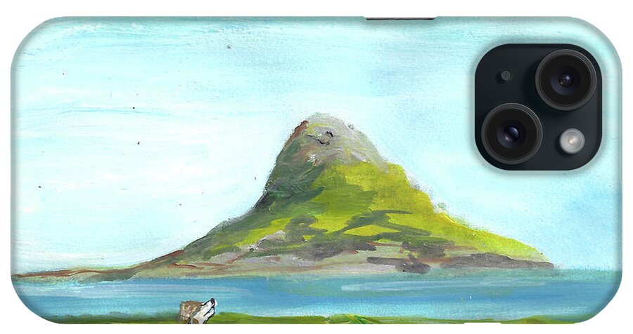 Hawaii iPhone Case featuring the painting Chinamans Hat Island by Karen Ferrand Carroll