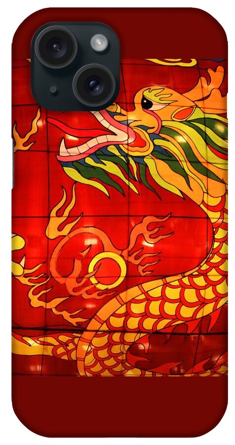 Magical Winter Lights Houston iPhone Case featuring the photograph Chinese Dragon by Nadalyn Larsen