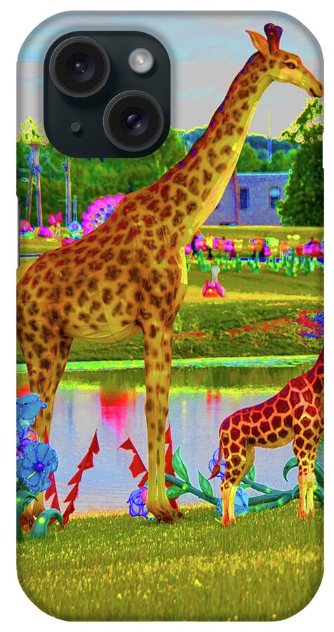 New York State Chinese Lantern Festival iPhone Case featuring the digital art Chinese Giraffe by David Stasiak