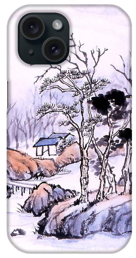 Landscape iPhone Case featuring the painting Chinese Landscape by Yolanda Koh