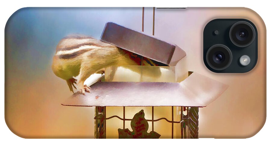 Chipmunk iPhone Case featuring the photograph Chipmunk at the Feeder 2 Nursery triptych by Eleanor Abramson