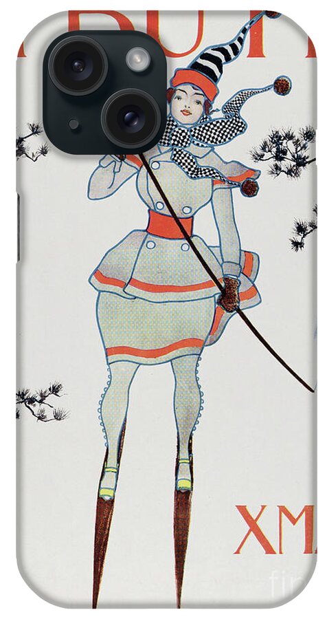 Skiing iPhone Case featuring the drawing Christmas 1896 by Ernest Haskell
