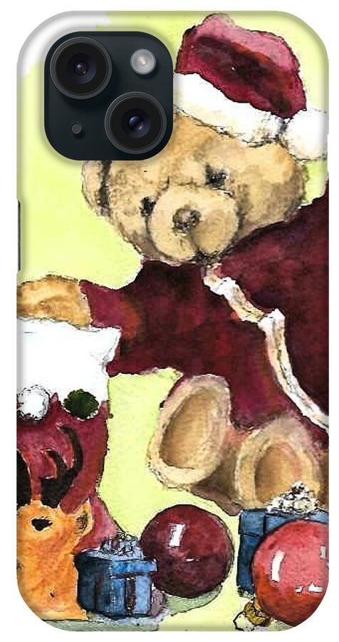  iPhone Case featuring the painting Christmas Bear by Bobby Walters
