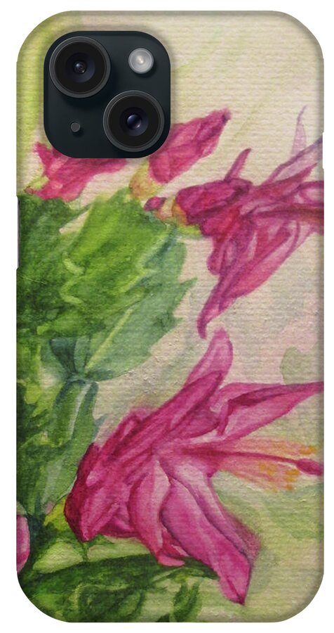 Christmas iPhone Case featuring the painting Christmas Cactus by Wendy Shoults
