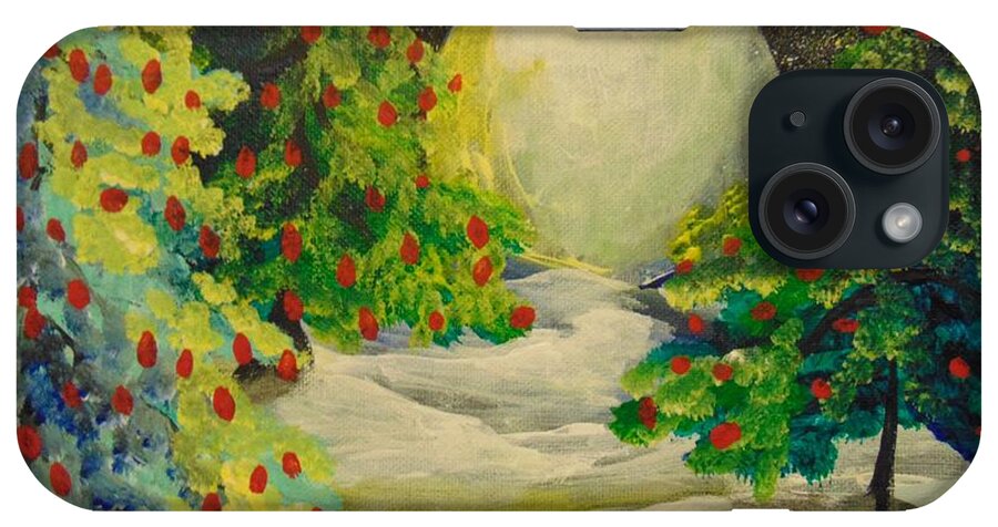 Evergreen iPhone Case featuring the painting Christmas Night by Saundra Johnson