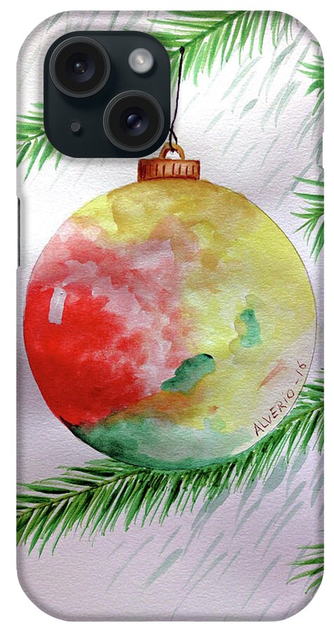 Christmas iPhone Case featuring the painting Christmas Ornament by Edwin Alverio