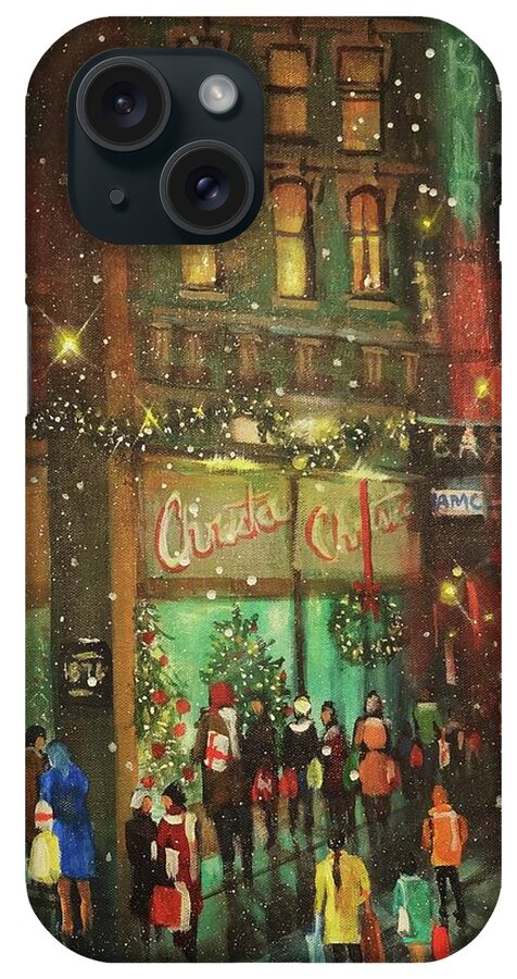 Old Chicago iPhone Case featuring the painting Christmas Shopping by Tom Shropshire