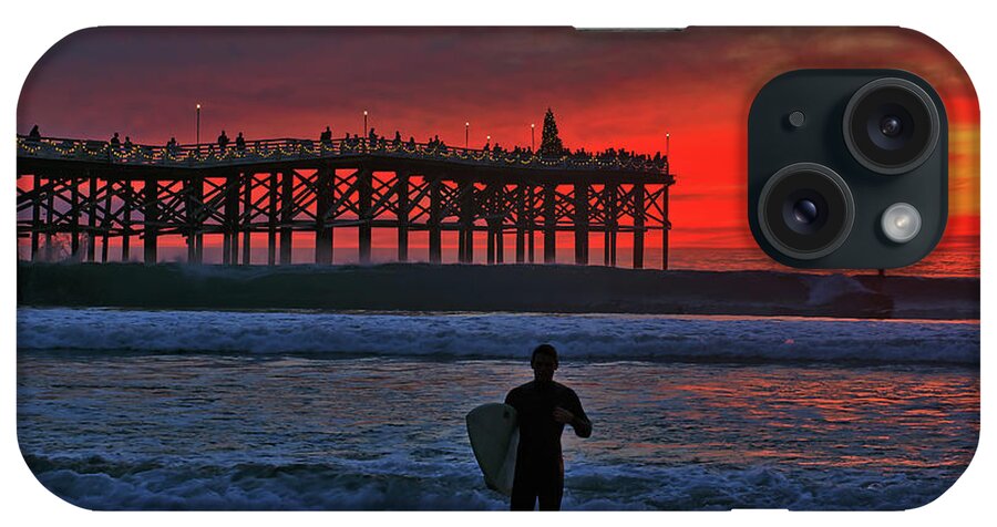 Pacific Beach iPhone Case featuring the photograph Christmas Surfer Sunset by Sam Antonio