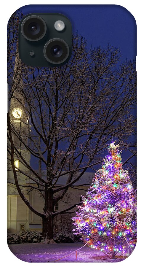 Church iPhone Case featuring the photograph Christmas tree and church, Maine by Kevin Shields