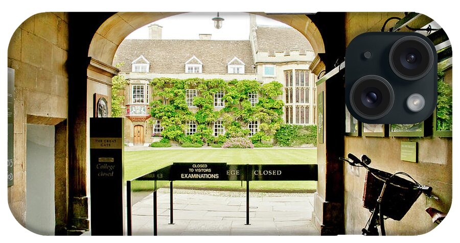Christ's College iPhone Case featuring the photograph Christ's College closed for exam time. Cambridge. by Elena Perelman